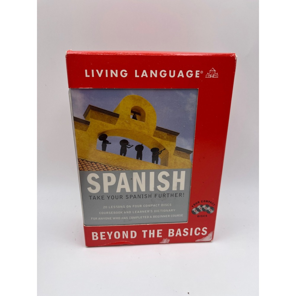Living Language Spanish Beyond the Basics 4 CD Coursebook Dictionary Set Boxed
